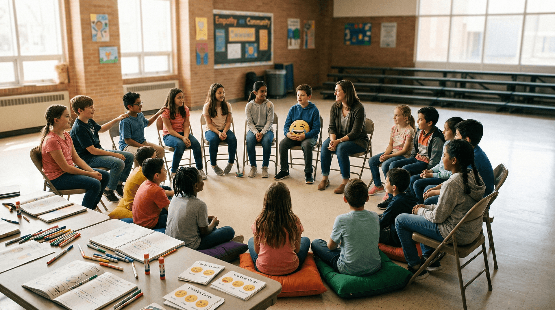 Students in an SEL discussion circle
